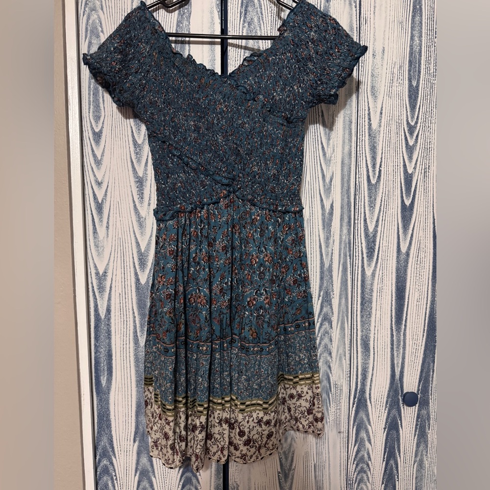 Angie Women’s Floral Bohemian Off the Shoulder Mini Dress